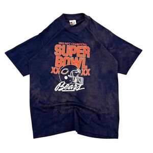 Vintage 80s Chicago Bears 1985 Super Bowl NFL Football Blue T Shirt Size Medium